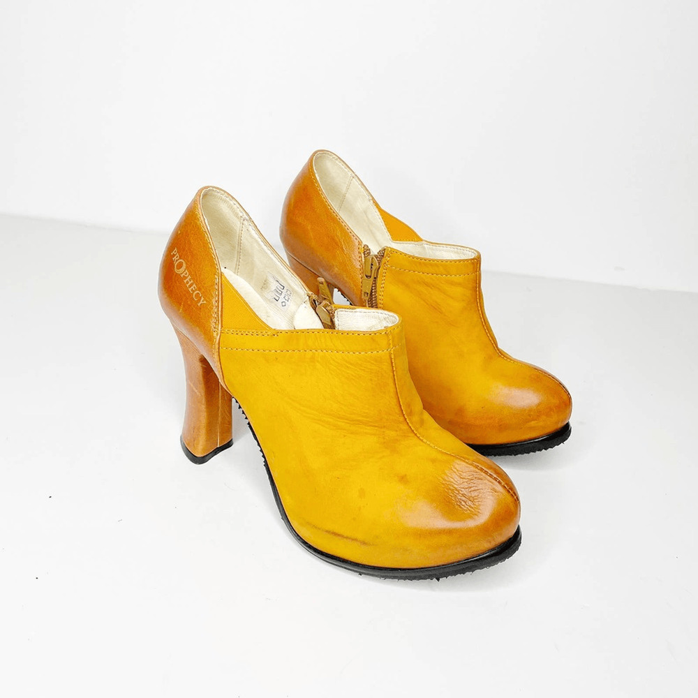 Prophecy Our Secret womens ankle bootie orange leather heeled boot EUR 37 US 7